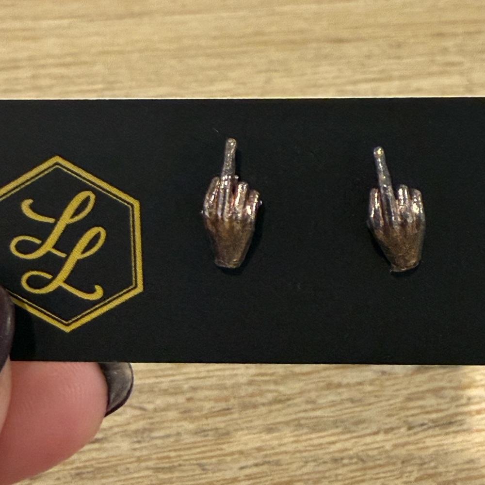 Middle Finger Earrings View 2